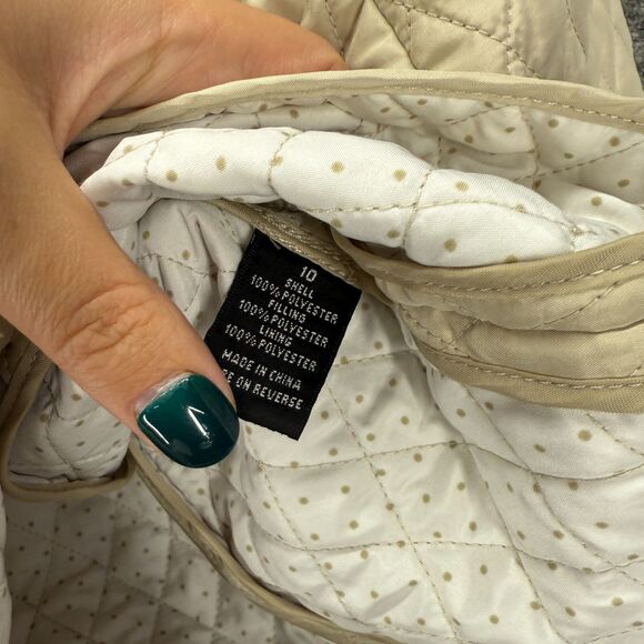 Briggs New York Quilted Jacket Women 10 Beige Button Up Collared Long Sleeve - Picture 6 of 7